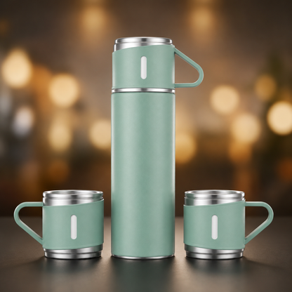 500ml Vacuum Flask Set with Three Cups