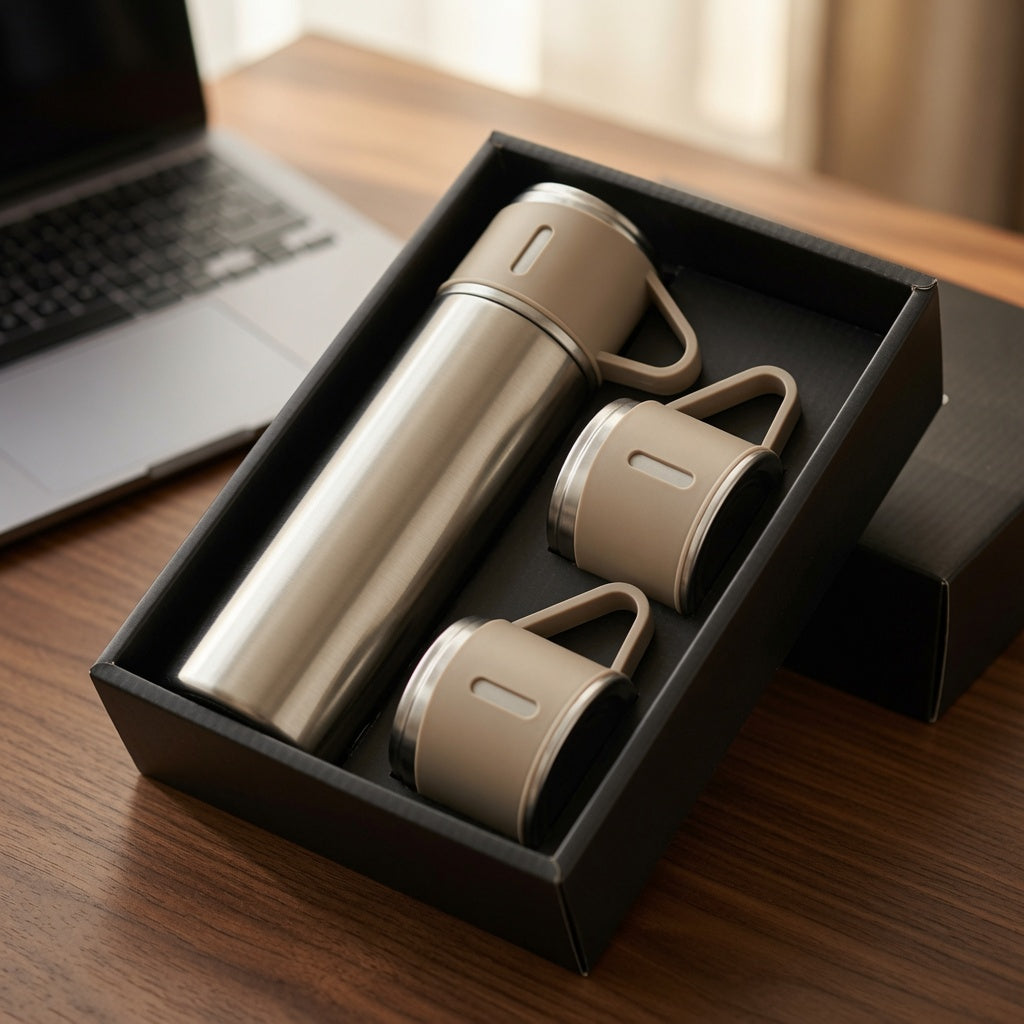 500ml Vacuum Flask Set with Three Cups