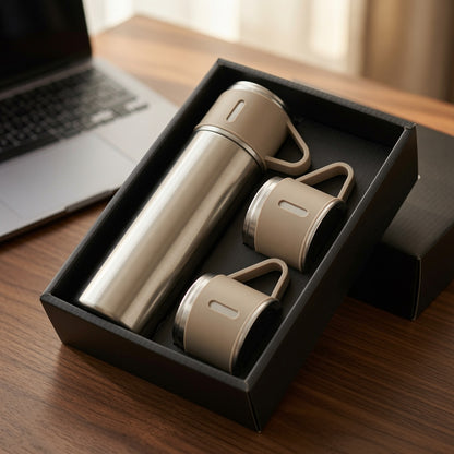 500ml Vacuum Flask Set with Three Cups