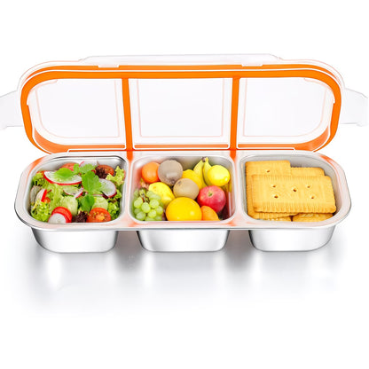 Stainless Steel Divided Snack Container with Leak-Proof Lid