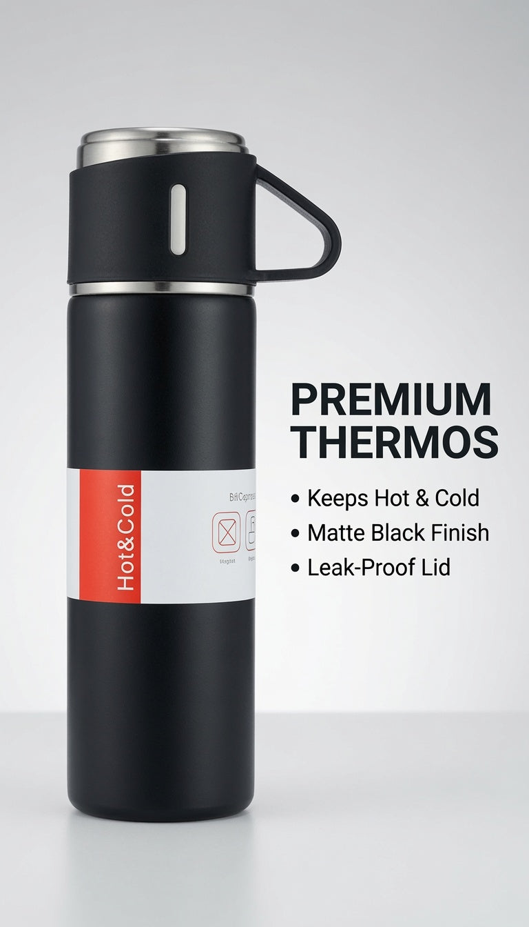 500ml Vacuum Flask Set with Three Cups