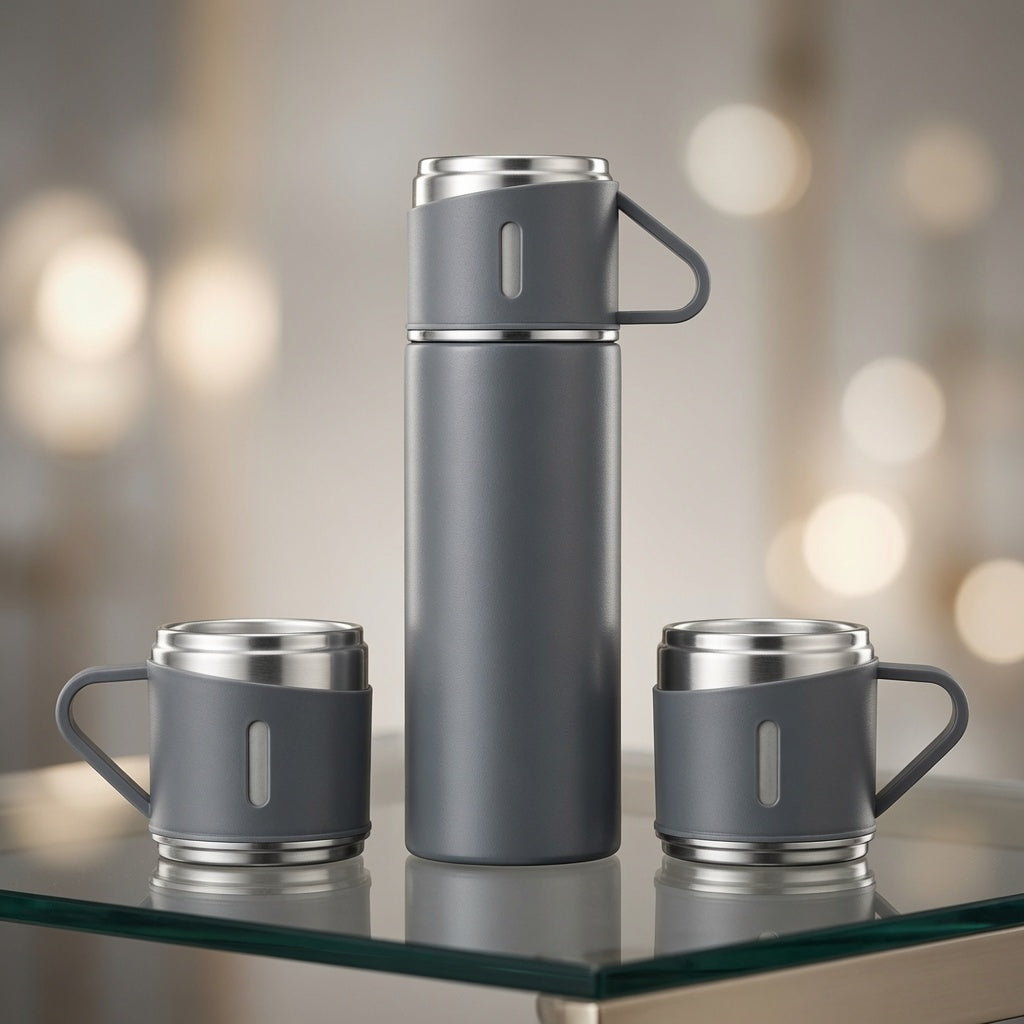 500ml Vacuum Flask Set with Three Cups