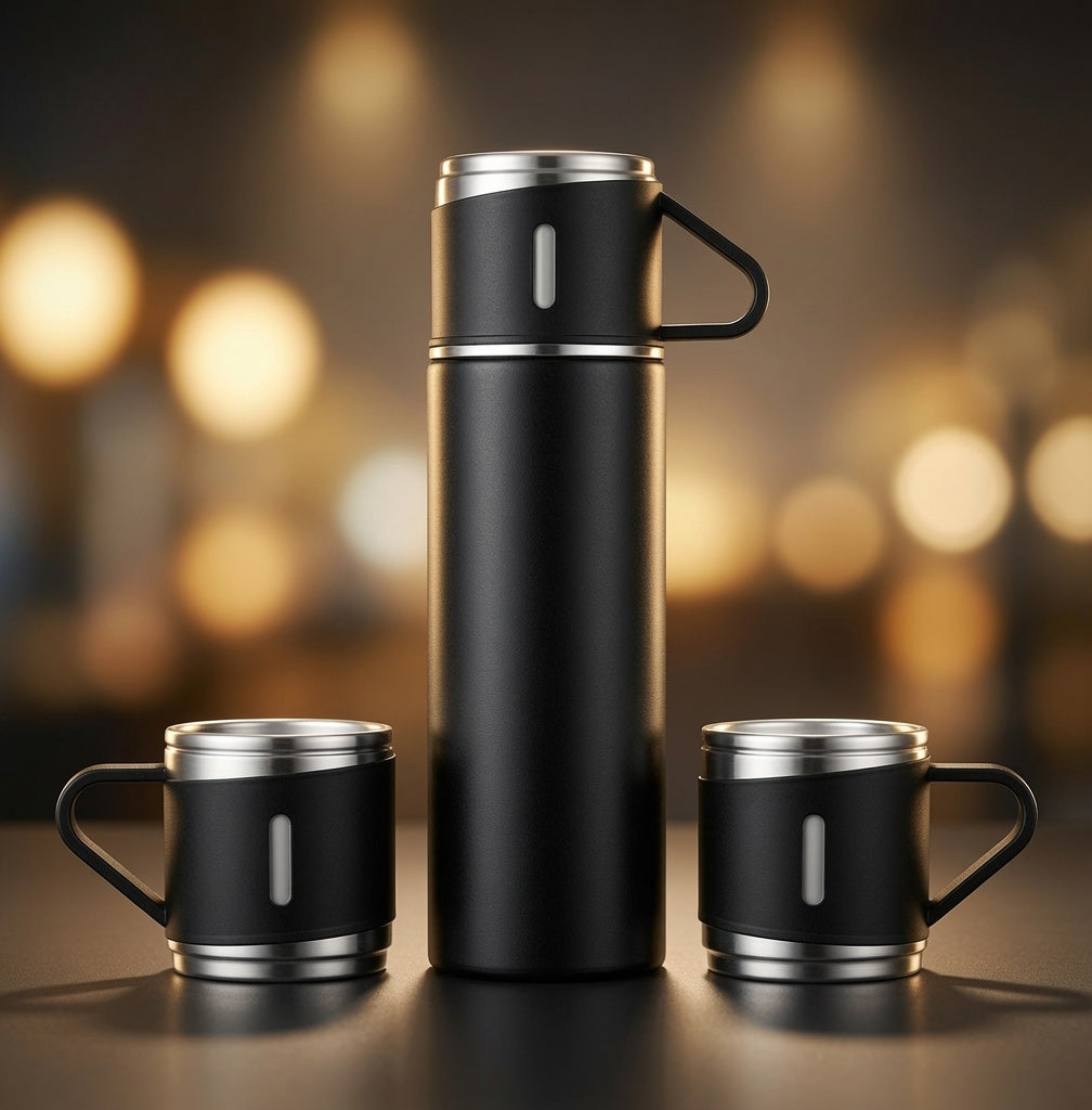 500ml Vacuum Flask Set with Three Cups
