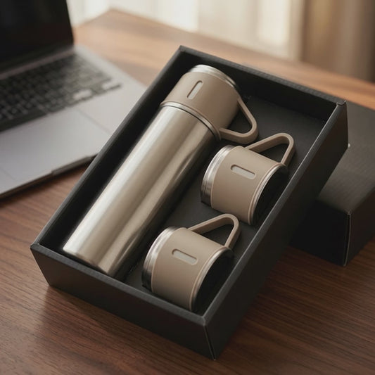 500ml Vacuum Flask Set with Three Cups